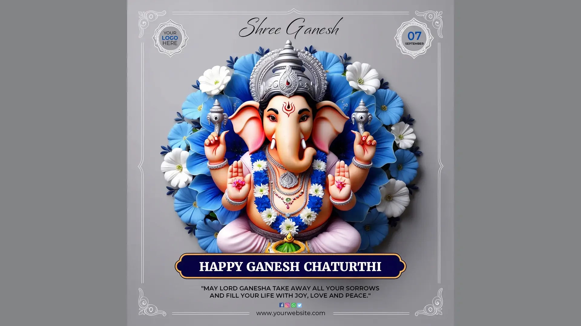 Happy Ganesh Chaturthi Instagram Post with Lord image